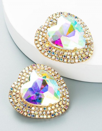 Replica Particular Vintage Multicolored Rhinestone Heart Earrings #800173 $8.58 USD for Wholesale