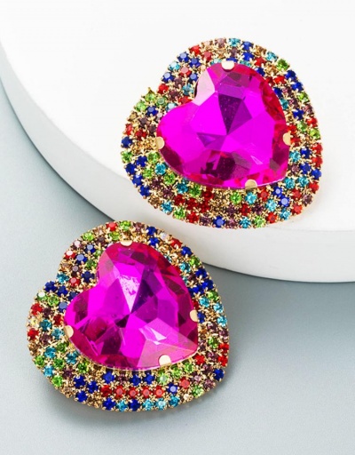 Replica Particular Vintage Multicolored Rhinestone Heart Earrings #800173 $8.58 USD for Wholesale