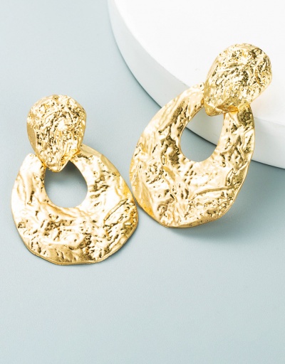 Vintage Solid Hollow Out Oval Golden Earrings #800175 $6.59 USD, Wholesale Fashion Earrings