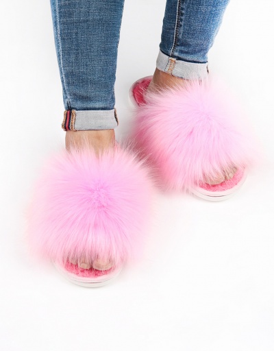 Replica Popular Faux Fur Warm Fluffy Slippers #800193 $19.45 USD for Wholesale