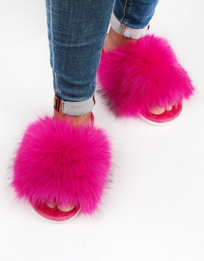 Replica Popular Faux Fur Warm Fluffy Slippers #800193 $19.45 USD for Wholesale