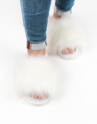 Replica Popular Faux Fur Warm Fluffy Slippers #800193 $19.45 USD for Wholesale