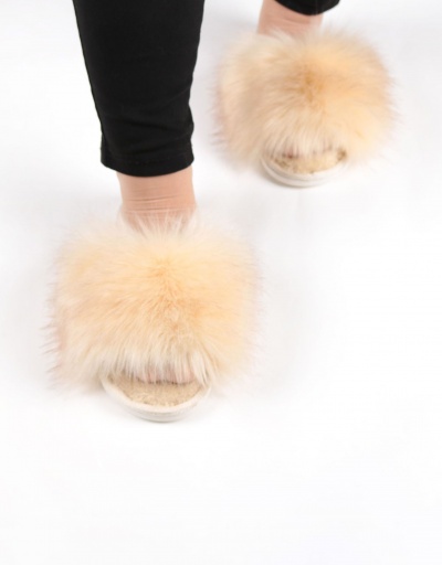 Replica Popular Faux Fur Warm Fluffy Slippers #800193 $19.45 USD for Wholesale