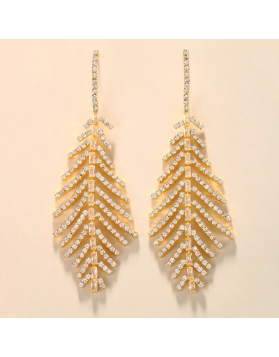  Rhinestone Feather Tassels Fashion Earrings #800196 $9.59 USD, Wholesale Fashion Earrings