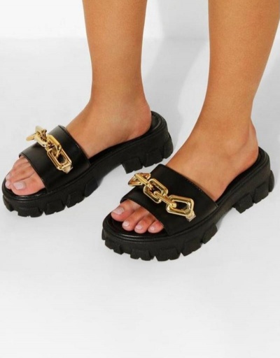 Replica Latest Style Simple Round Toe Beach Slide Slippers #800199 $24.21 USD for Wholesale