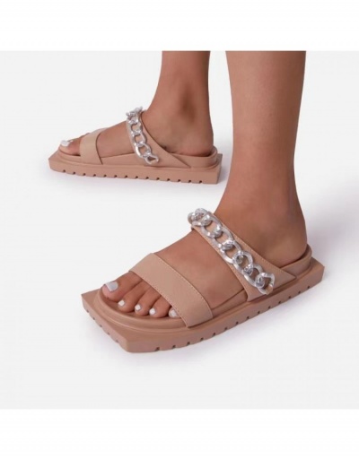  Outwear Women's Chain Square Toe Platform Slippers #800214 $22.23 USD, Wholesale Fashion Slippers