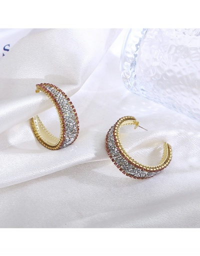 Replica Ladies Fashionable C-Shape Rhinestone Earrings #800221 $7.65 USD for Wholesale