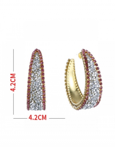 Replica Ladies Fashionable C-Shape Rhinestone Earrings #800221 $7.65 USD for Wholesale