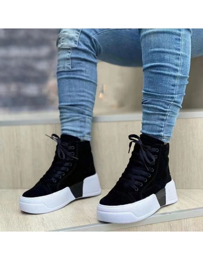 Replica  Women's Canvas Sports Lace-up Platform Sneaker #800222 $30.35 USD for Wholesale