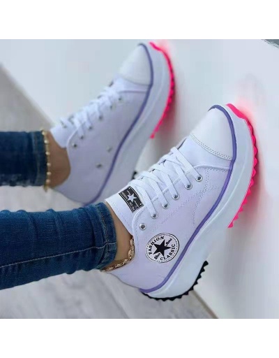  Leisure Time Lace Up  Canvas Wedge Sneakers #800228 $26.07 USD, Wholesale Fashion Sneaker