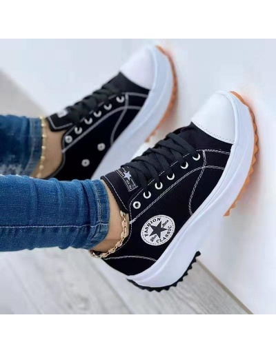 Replica  Leisure Time Lace Up  Canvas Wedge Sneakers #800228 $26.07 USD for Wholesale