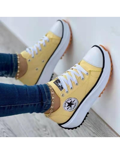 Replica  Leisure Time Lace Up  Canvas Wedge Sneakers #800228 $26.07 USD for Wholesale