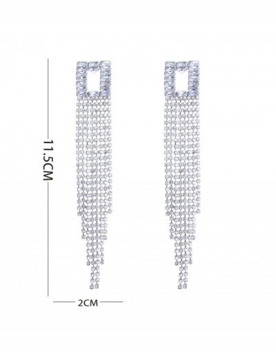 Replica  Geometric Pattern Rhinestone Tassels Earrings #800233 $10.53 USD for Wholesale