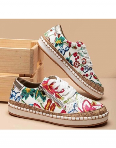 Replica Contrast Color Printed Lace Up Casual Shoes Women #800248 $25.14 USD for Wholesale