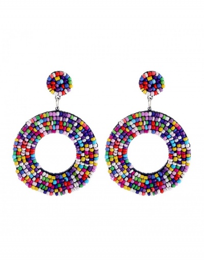 Bohemian Style Beads Round Pendant Earrings For Women #800257 $7.83 USD, Wholesale Fashion Earrings