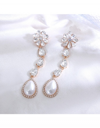 Replica  Light Luxury Flower Rhinestone Long Earrings For Women #800274 $8.18 USD for Wholesale