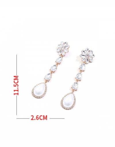 Replica  Light Luxury Flower Rhinestone Long Earrings For Women #800274 $8.18 USD for Wholesale