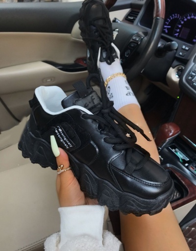 Replica Fashion  Lace Up Black Chunky Women New Sneakers #800289 $28.18 USD for Wholesale