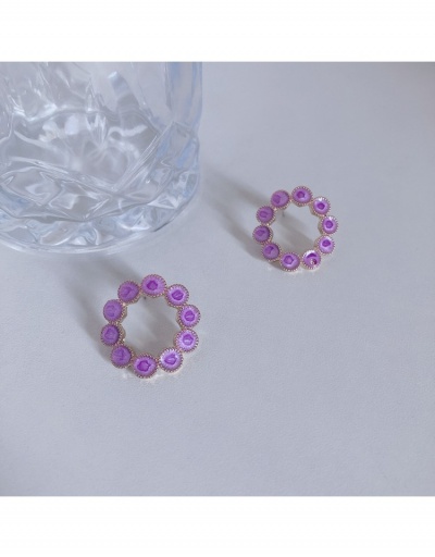  Purple Circle Flower Decor Women Earrings #800304 $3.83 USD, Wholesale Fashion Earrings