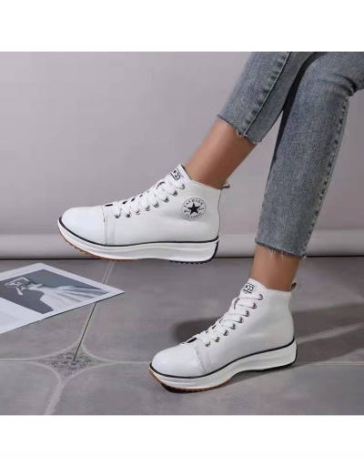 Replica Casual Canvas Lace Up Platform Sneaker Shoes For Ladies #800326 $26.00 USD for Wholesale