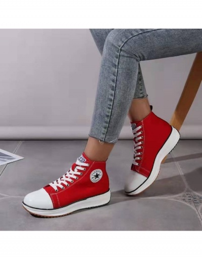 Replica Casual Canvas Lace Up Platform Sneaker Shoes For Ladies #800326 $26.00 USD for Wholesale