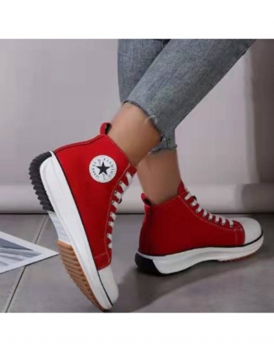 Replica Casual Canvas Lace Up Platform Sneaker Shoes For Ladies #800326 $26.00 USD for Wholesale