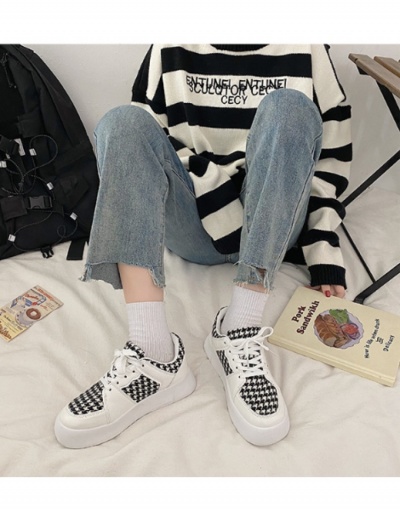 Replica  Casual Houndstooth Patch Round Toe Designer Sneakers #800334 $23.66 USD for Wholesale