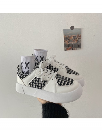 Replica  Casual Houndstooth Patch Round Toe Designer Sneakers #800334 $23.66 USD for Wholesale