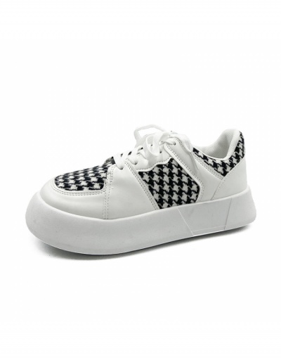 Replica  Casual Houndstooth Patch Round Toe Designer Sneakers #800334 $23.66 USD for Wholesale