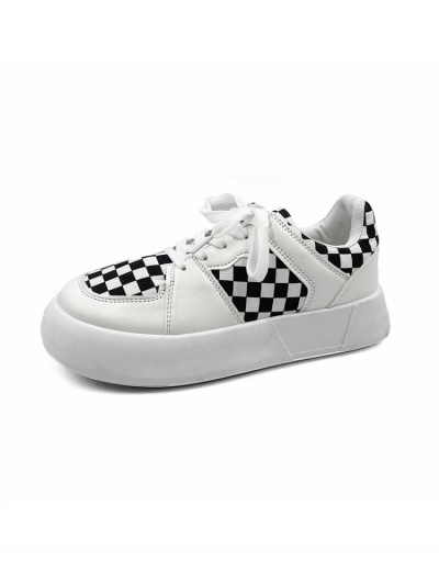 Replica Contrast Color Plaid Wedge Casual Sneakers Shoes #800335 $24.25 USD for Wholesale