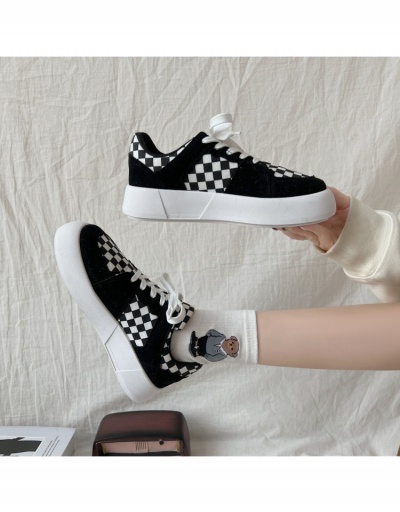 Replica Contrast Color Plaid Wedge Casual Sneakers Shoes #800335 $24.25 USD for Wholesale