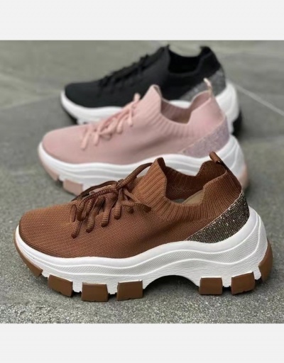 Replica  PU Casual Gauze Solid Sneakers For Women #800344 $36.40 USD for Wholesale