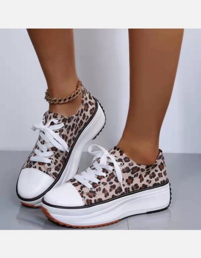 Replica Outdoor Leopard Wedge Lace Up Running Shoes Women #800357 $24.27 USD for Wholesale