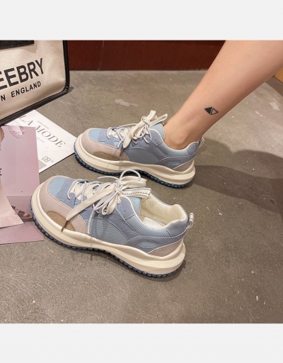 Replica Versatile Contrast Color Lace Up Chunky Sneakers #800358 $36.85 USD for Wholesale