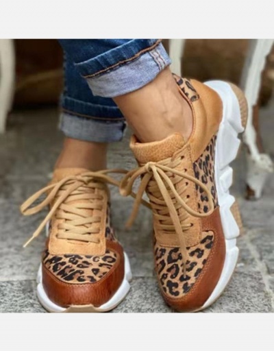 Casual Leopard Leather Patchwork Women Sneakers #800369 $37.63 USD, Wholesale Fashion Sneaker