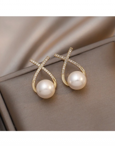  Korean Temperament Rhinestone Faux Pearl Women's Earrings #800373 $4.95 USD, Wholesale Fashion Earrings