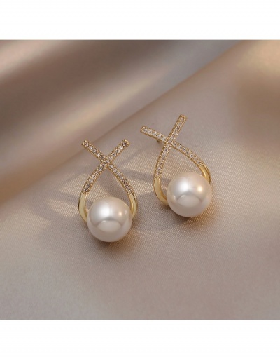 Replica  Korean Temperament Rhinestone Faux Pearl Women's Earrings #800373 $4.95 USD for Wholesale