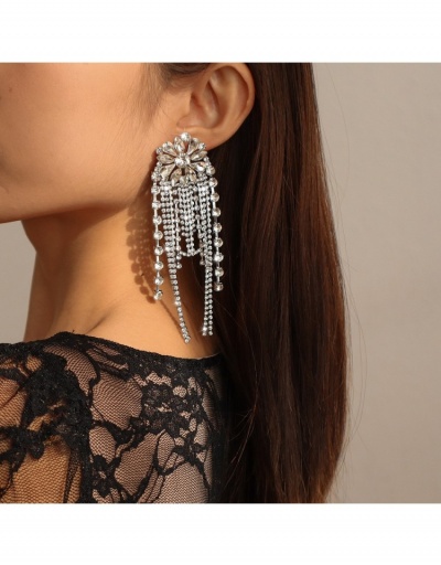  European Temperament Flower Decor Rhinestone Tassels Earrings #800378 $12.48 USD, Wholesale Fashion Earrings