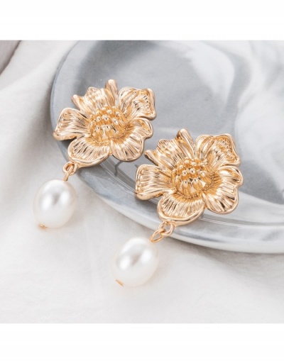 Replica  Fashion Luxury Faux Pearl Flower Decor Stereo Earrings #800383 $5.24 USD for Wholesale