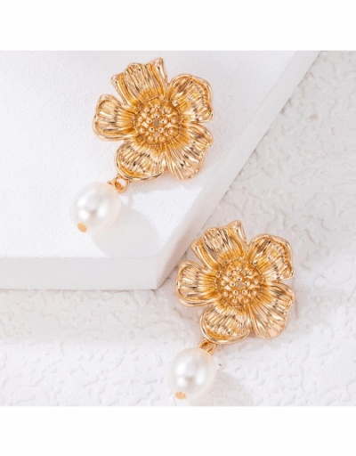 Replica  Fashion Luxury Faux Pearl Flower Decor Stereo Earrings #800383 $5.24 USD for Wholesale