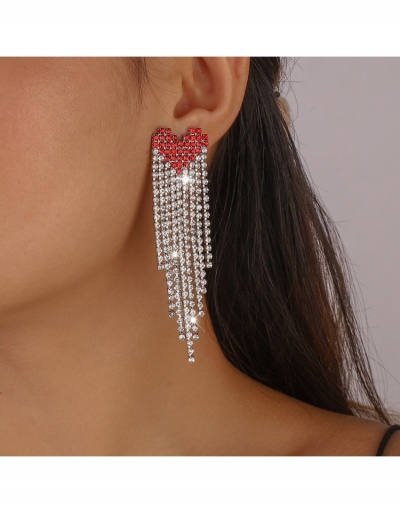 Heart Rhinestone Long Exaggerated Earrings For Women #800384 $9.67 USD, Wholesale Fashion Earrings