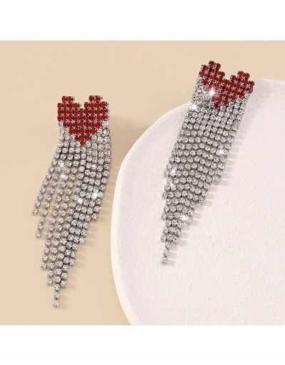 Replica Heart Rhinestone Long Exaggerated Earrings For Women #800384 $9.67 USD for Wholesale