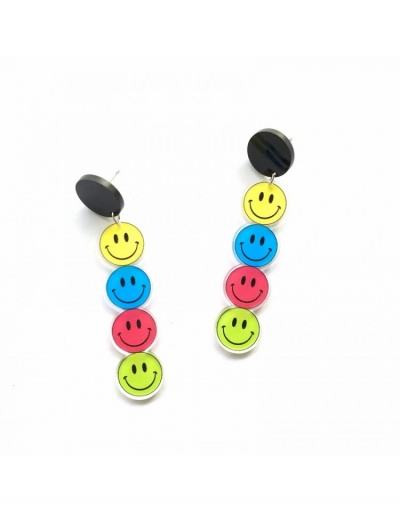 Replica Fashion Acrylic Contrast Color Smiling Face Female's Earrings #800394 $5.15 USD for Wholesale