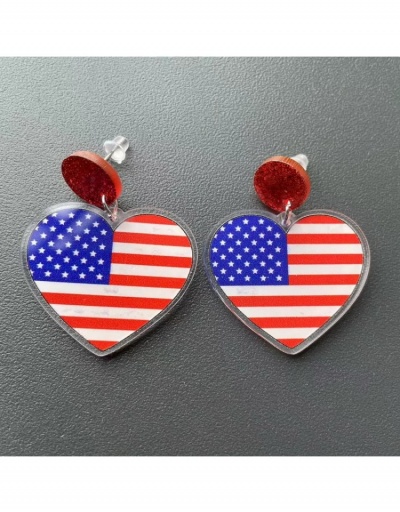  American Flag Printing Heart Acrylic Earrings #800396 $5.32 USD, Wholesale Fashion Earrings