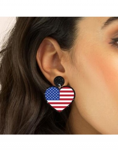 Replica  American Flag Printing Heart Acrylic Earrings #800396 $5.32 USD for Wholesale