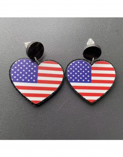 Replica  American Flag Printing Heart Acrylic Earrings #800396 $5.32 USD for Wholesale