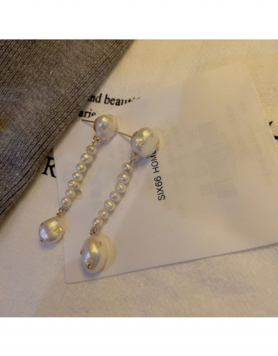 Replica  Elegant Faux Pearl Pendant Long Earrings #800407 $13.23 USD for Wholesale