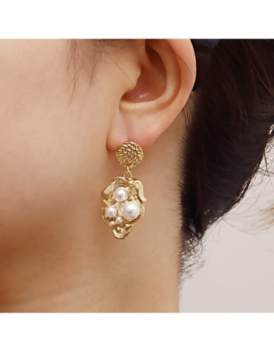  Euro Golden Faux Pearl Pendant Earrings #800411 $4.00 USD, Wholesale Fashion Earrings