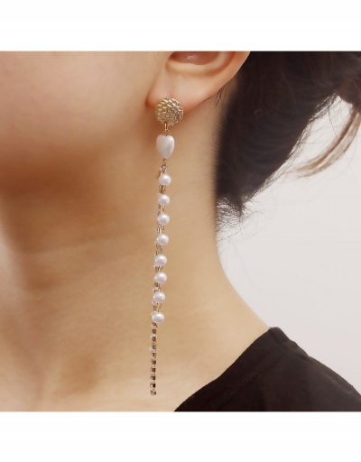  Faux Pearl Tassel Long Design Women Earrings #800418 $4.65 USD, Wholesale Fashion Earrings