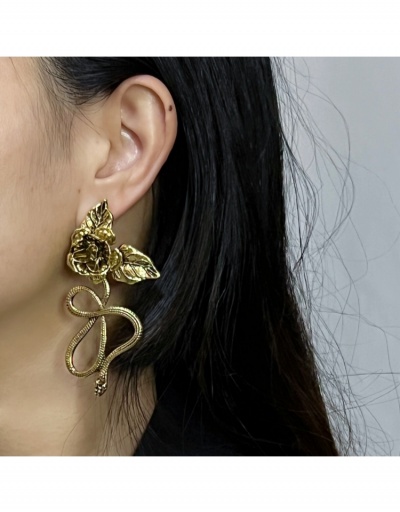 Replica  Fashion Retro Rose Flower Snake Shaped Earrings #800425 $7.85 USD for Wholesale